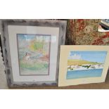 NEIL WILLIS (1932-2011); watercolour, Continental seaside village scene, signed lower right, 29 x