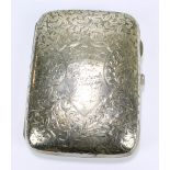 WILLIAM HAIR HASELER; a Victorian hallmarked silver cigar case of rounded rectangular curved form,