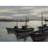 GUILLARD DUCHAMP?; oil on artist's board, fishing boats in a harbour, signed lower right with
