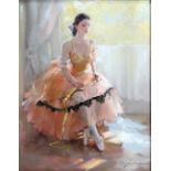 VITALY SHUKLIN (Russian, born 1970); oil on canvas, 'Before The Performance', study of a ballerina