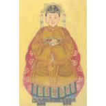20TH CHINESE SCHOOL; tempera on canvas, portrait study of a woman wearing elaborate head dress, 34 x