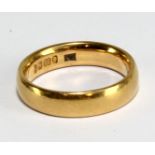 A 22ct yellow gold wedding band, size J 1/2, approx 5.9g.