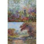 ALAN MORGAN (20th/21st century); pair of oils on board, 'Hill Farm' and 'The Sundial', each signed