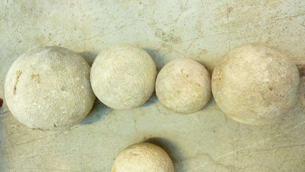 Eighteen carved English stone balls of varying sizes, diameter of largest approx 23cm. Provenance: - Image 3 of 6