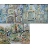 PAT COOKE (1935-2000); two watercolours, 'Vienna, a series of interconnected shopping courtyards',