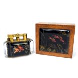 DUNHILL; a rare Aquarium lighter and matching cigarette box, the perspex lighter decorated with