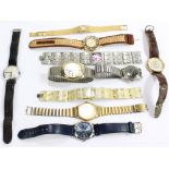 A small group of wristwatches including a gentleman's Crescent mechanical watch with coloured Arabic