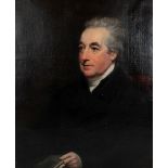 EARLY 19TH CENTURY ENGLISH SCHOOL; oil on canvas, portrait study of a gentleman wearing a white