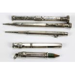 SAMPSON MORDAN & CO; a hallmarked silver propelling pencil further stamped 'Asprey', length 11cm,