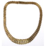 A 20th century 9ct yellow gold graduated open brick link necklace, length 42.5cm, approx 26.1g.