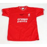 SIR KENNY DALGLISH; a  signed replica 1970s signed Liverpool shirt.
