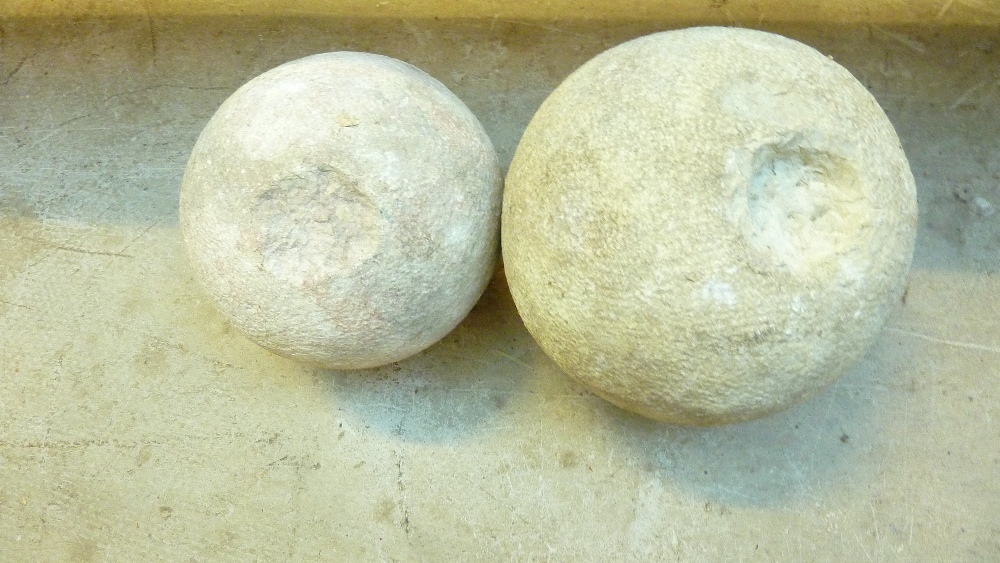 Eighteen carved English stone balls of varying sizes, diameter of largest approx 23cm. Provenance: - Image 6 of 6