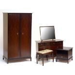 A Stag four piece bedroom suite comprising wardrobe, 177 x 95.5cm, dressing table, bedside table and