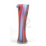 SHAKSPEARE GLASS; a tall satin finish multicoloured jug, blown and designed by Will Shakspeare label