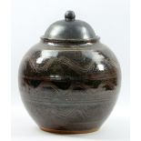 EDDIE HOPKINS (1941-2007) for Winchcombe Pottery; a globular jar decorated with meander pattern,