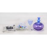 BERTIL VALLIEN FOR KOSTA BODA; a purple and blue glass 'Antikva' pattern vase, signed and no.