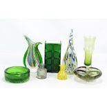 BO BORGSTROM FOR ASEDA; a green and clear glass vase with bubble to base, height 20.5cm, a Murano