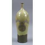 DEREK CLARKSON (1928-2013); a porcelain bottle with narrow neck covered in crystalline glaze,