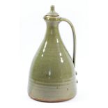 DAVID LEACH (1911-2005) for Leach Pottery; a stoneware vinegar bottle covered in green glaze,