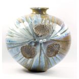 ALEX SHIMWELL (born 1980); a large stoneware vase covered in running chun-like blue and ash glaze,