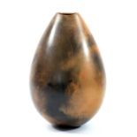 ANDREW HILL (born 1964); a raku vase with smoky orange surface decoration, incised AH mark, height