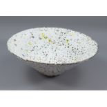 EMMANUEL COOPER (1938-2012); a large conical stoneware bowl covered in white volcanic pitted glaze