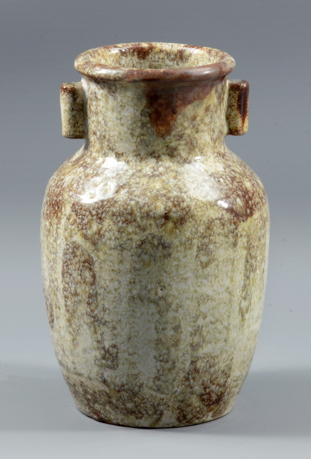 REGINALD FAIRFAX WELLS (1877-1951); a stoneware shouldered vase with lug handles covered in a