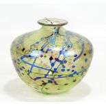 NORMAN STUART CLARKE; a 'Cherry Blossom' vase with iridescent detail, signed and dated '92 to