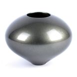 ROB SOLLIS (born 1966); an atom vase, sprayed metallic grey glaze, impressed mark, height 9cm. (D)