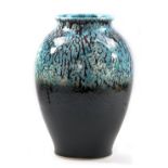 JANICE TCHALENKO (1942-2018) for Poole Pottery; a stoneware vase, turquoise decoration on a black