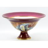 MICHAEL & BARBARA HAWKINS; a stoneware pedestal bowl decorated with angel fish, painted mark,