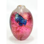 NORMAN STUART CLARKE; an early 'Kimono Silk' vase with iridescent detail, signed to base, height