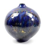 GREG DALY (born 1954); a stoneware globular vase covered in lustrous dark blue and turquoise glaze