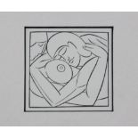 ERIC GILL (1882-1940); a woodcut engraving on paper, 'Spirit and Flesh', 1917, 6 x 6cm, framed and