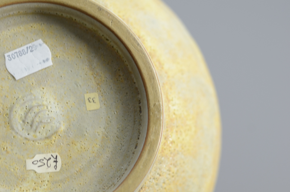 CHRIS CARTER (born 1945); a large stoneware vessel covered in textured and heavily pitted mustard - Image 2 of 2