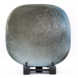 JANE HAMLYN (born 1940); a square salt-glazed dish with incised leaf decoration, impressed JH