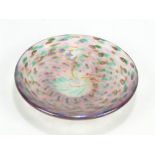 NORMAN STUART CLARKE; a circular dish with iridescent detail, signed and dated '89 to base, diameter