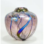 NORMAN STUART CLARKE; a 'Wisteria' vase with iridescent detail, signed and dated '99 to base, made