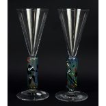BERTIL VALLIEN FOR KOSTA BODA; a rare pair of 'Meteor' goblets for the 'Artist's Choice' collection,