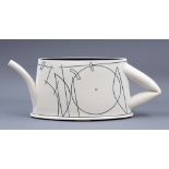 NICHOLAS HOMOKY (born 1950); a large porcelain teapot inlaid with black oxide linear decoration,
