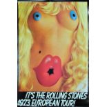 JOHN PASCHE; an original poster for The Rolling Stones 1973 European Tour, 83.5 x 59cm.Additional