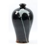 POH CHAP YEAP (1927-2007); a stoneware baluster vase covered in tenmoku glaze with khaki flecks