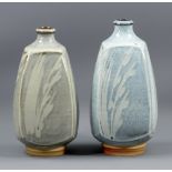 MARK GRIFFITHS (born 1956); a near pair of stoneware bottles decorated with grasses, chun and