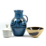ALAN BROUGH (1924-2012); a stoneware bowl with tenmoku glaze to interior and tenmoku splash