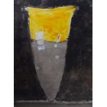 ROBIN WELCH (born 1936); 'Vessel with Yellow Top', acrylic and printers ink on paper, signed and