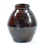 SYLVIA FOX-STRANGWAYS (1900-1975); a slipware vase covered in dark treacle glaze, impressed SFS mark