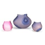 SARAH CABLE; three 'Hula' vases, the largest in amethyst and height 21cm, the two smaller in
