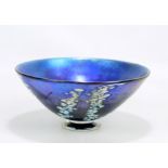 SIDDY LANGLEY; an iridescent 'Brideshead' bowl with clear foot, signed and dated 1995 to base,