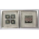 LARA ALDRIDGE (born 1972); a square glass plaque, 14.5 x 14.5cm, and a group of four similar smaller