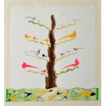 SCOTTIE WILSON (Scottish, 1888-1972); watercolour, 'Hummingbirds on Tree', signed lower right and